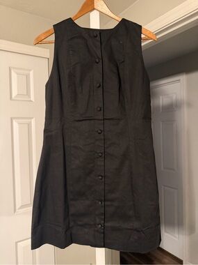 Commense Black Sleeveless Mini Dress with Front Buttons